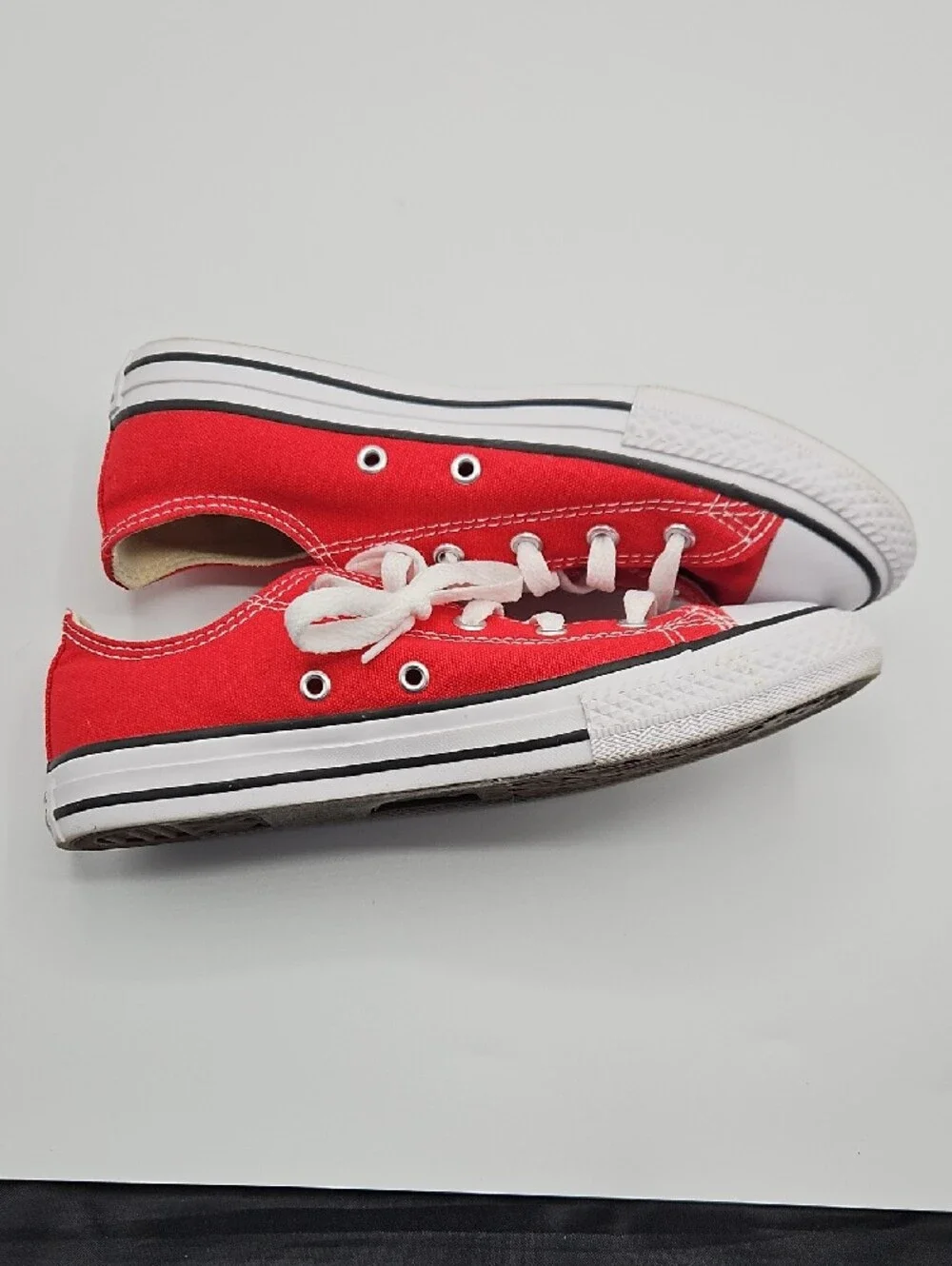 Converse Kids Red Canvas Lace-Up Sneakers with White Soles